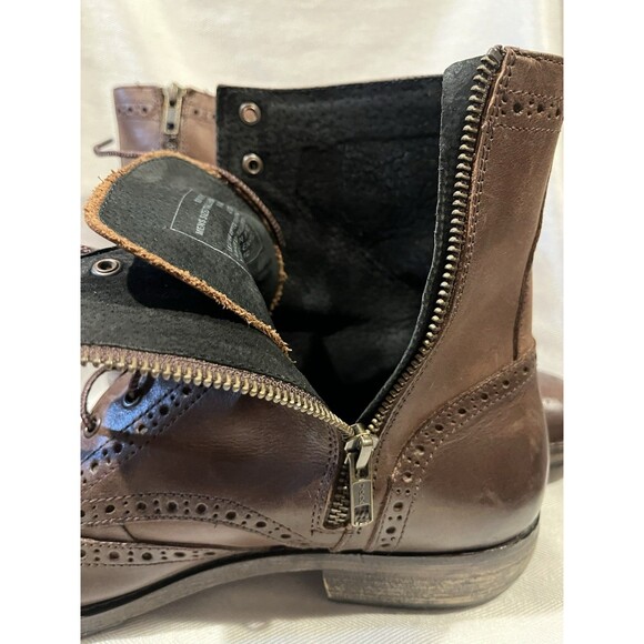 Andrew Marc Wingtip‎ Brown Leather Lace Up Ankle Boots w/ Zipper Men 9.5 C99-112 - Picture 16 of 16